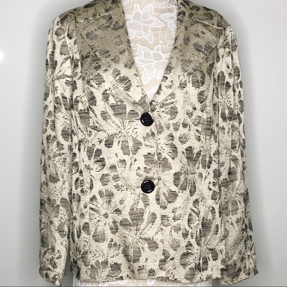 Lafayette 148 Floral Print 2 Button Blazer Jacket